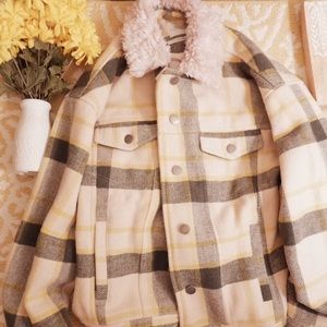 Urban Outfitters Plaid Sherpa Trucker jacket
